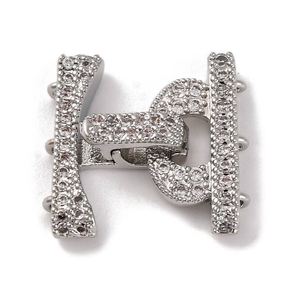 Brass Micro Pave Clear Cubic Zirconia Fold Over Clasps