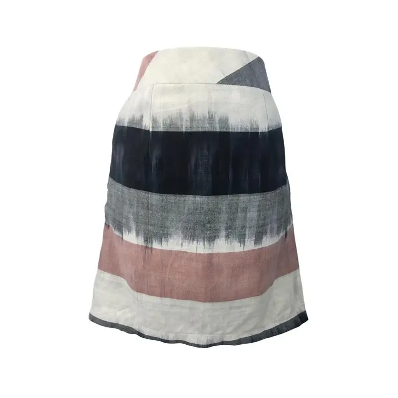 Handwoven Stripe Pencil Skirt - Green - S