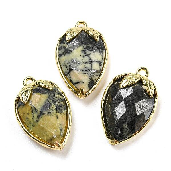 Natural Yellow Turquoise(Jasper) Faceted Pendants