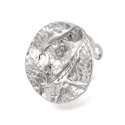 Non-Tarnish Hammered Round 304 Stainless Steel Open Cuff Ring for Women Men
