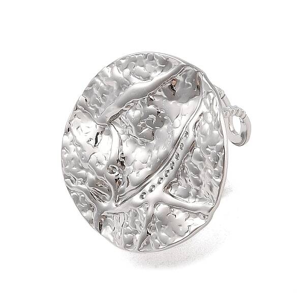 Non-Tarnish Hammered Round 304 Stainless Steel Open Cuff Ring for Women Men