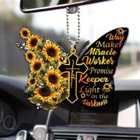 Sunflower Design Car Hanging Ornament, Acrylic Car Rearview Mirror Pendant, Car Interior Decoration Accessories for Women & M...