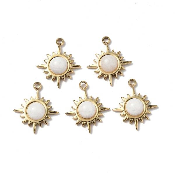 PVD Vacuum Plating 201 Stainless Steel Natural White Jade Charms