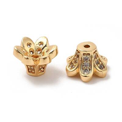 Plating Brass Micro Pave Cubic Zirconia Bead Caps