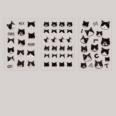 3 Sheets PVC Waterproof Decorative Kitten Stickers