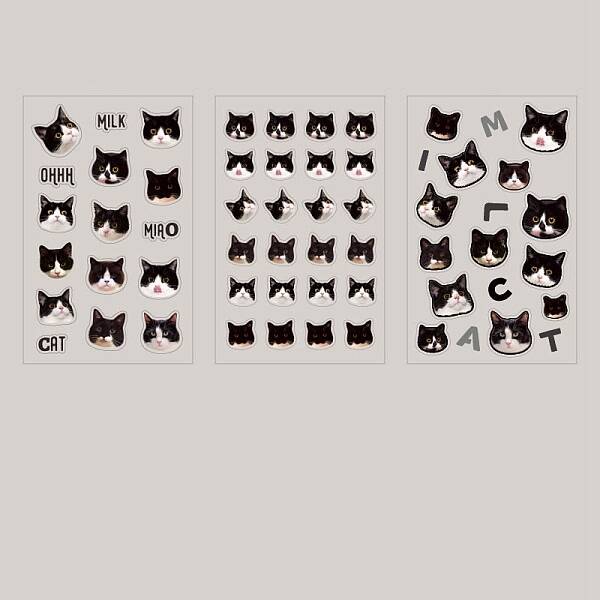 3 Sheets PVC Waterproof Decorative Kitten Stickers
