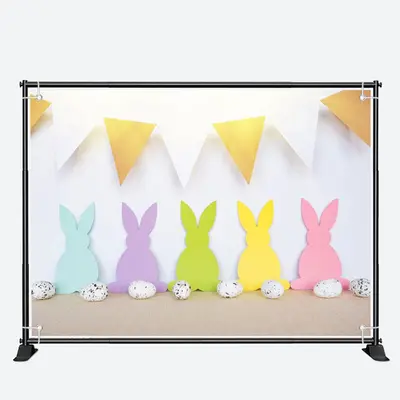 Colored Rabbits Flag White Eggs Wall Easter Backdrop - Aperturee