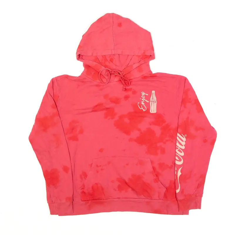 COCA COLA Tie Dye Hoodie Pink Pullover Girls L
