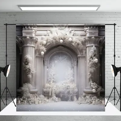 Luxury White Candle Winter Backdrop For Photography - Aperturee