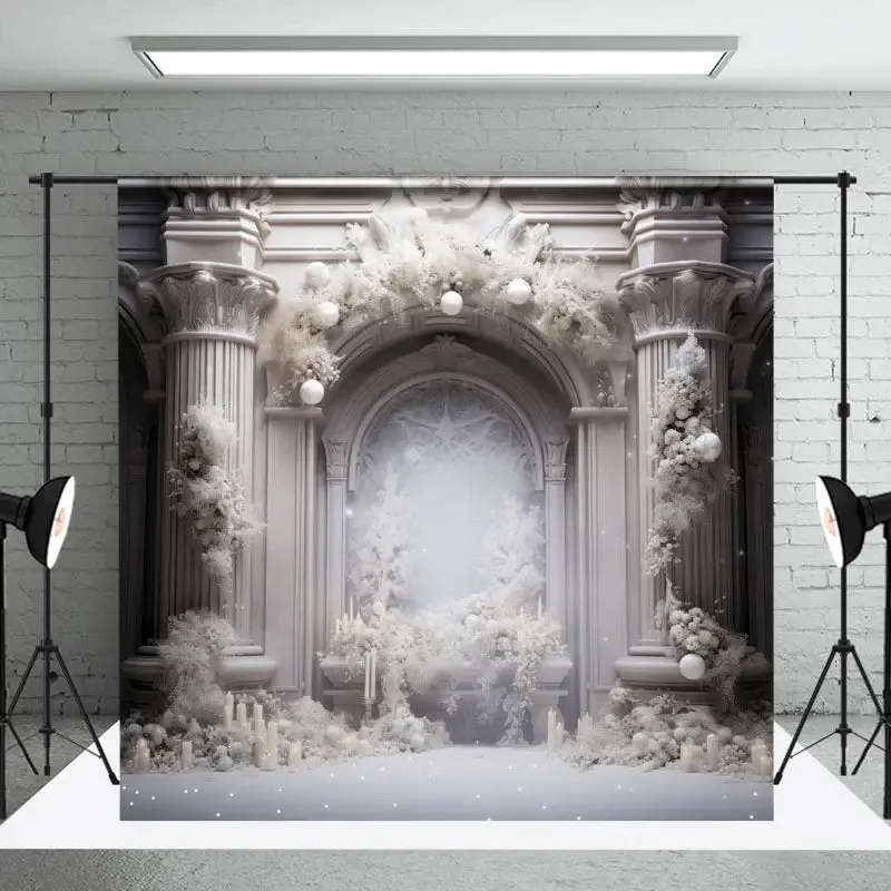 Luxury White Candle Winter Backdrop For Photography - Aperturee