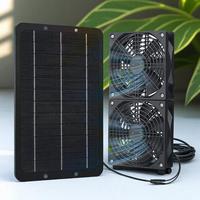 Solar Powered Dual Fan Exhaust Fan, Outdoor Solar Air Circulation Cooling Tool, Multipurpose Air Circulation Cooling Tool for...