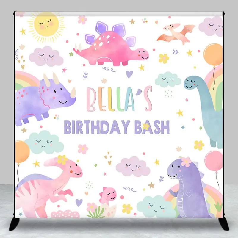 Aperturee Colorful Dinosaur Cloud Custom Birthday Backdrop | Custom Happy Birthday Banner | Custom Birthday Back Drop | Diy B...