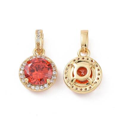 Real 18K Gold Plated Brass Micro Pave Clear Cubic Zirconia Pendants