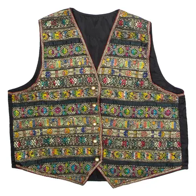 Womens Blazer Waistcoat Gold Knit 90s Floral XL