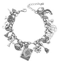 Mythology Fairytale Lucky Charms Cuff Bangle Bracelet Cross Leaf Moon Face Celtic Cat,Witch Bracelet