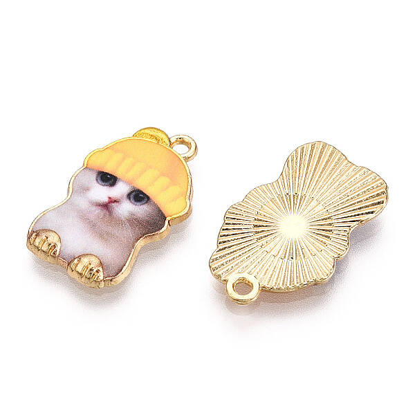 Printed Light Gold Tone Alloy Pendants