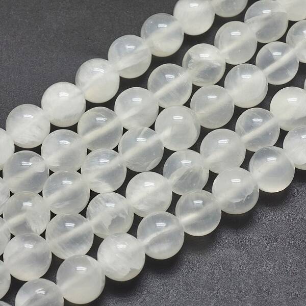 Natural Selenite Beads Strands