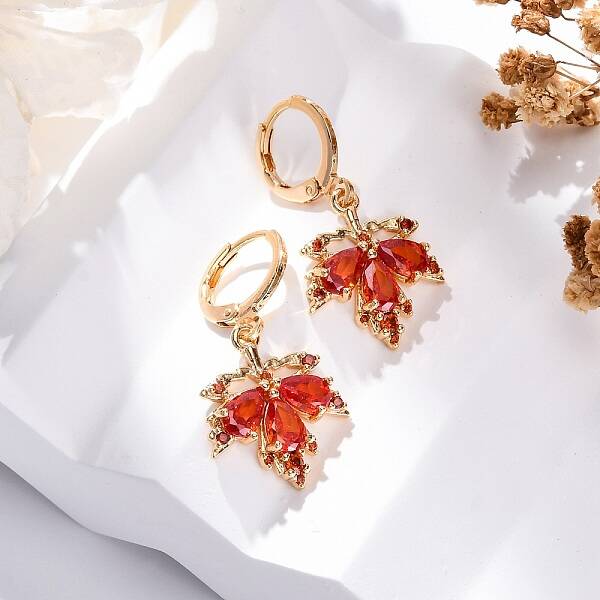 Brass Micro Pave Cubic Zirconia Leverback Earrings