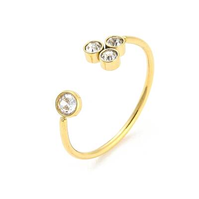 Real 14K Gold Plated 304 Stainless Steel Open Cuff Ring