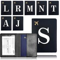 Letter Pattern PU Leather Passport Case, 1 Count Portable Passport Travel Holder, Compact Size Leather Protective Holder for ...
