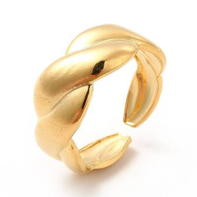 Ion Plating(IP) 304 Stainless Steel Twist Rope Open Cuff Ring for Women
