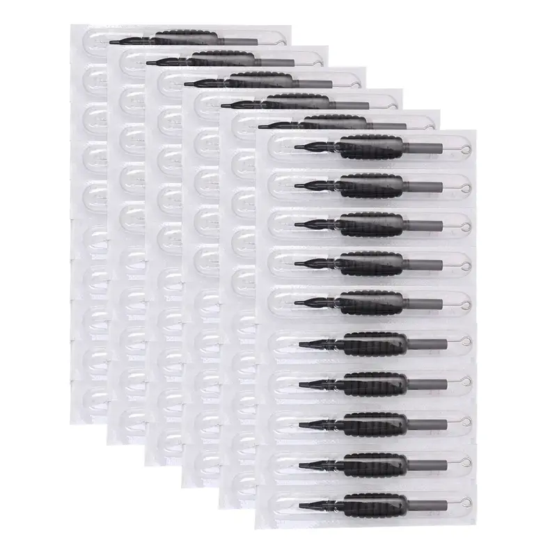 Dragonhawk 60 Counts Black Disposable Tattoo Tubes with Matching Assorted Pre-sterilized Tattoo Needles