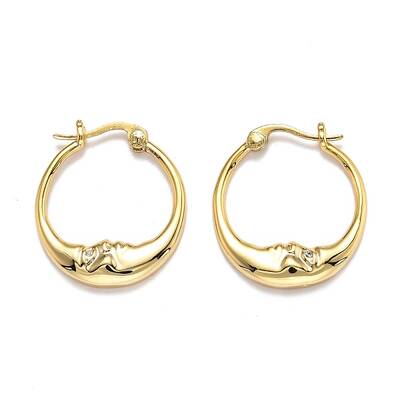 Brass Micro Pave Clear Cubic Zirconia Hoop Earrings