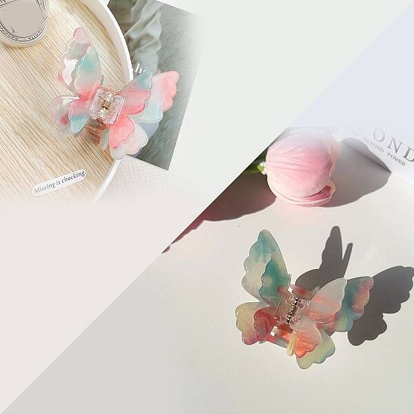 Double Layered Butterfly Acrylic Claw Hair Clips