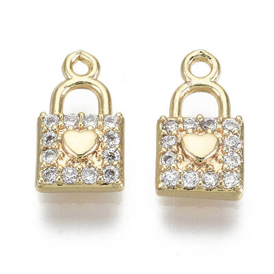 Brass Micro Pave Clear Cubic Zirconia Charms
