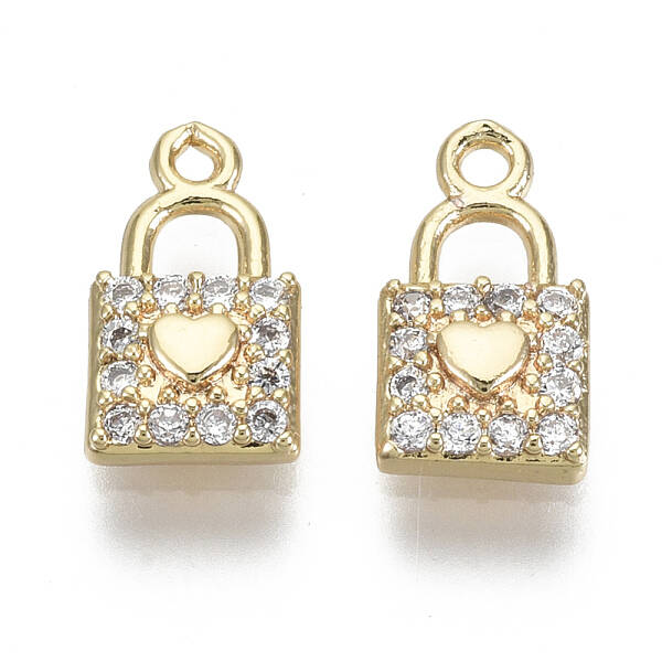 Brass Micro Pave Clear Cubic Zirconia Charms