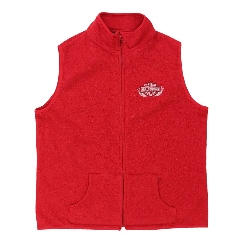 Harley Davidson Fleece Gilet - Medium Red Polyester