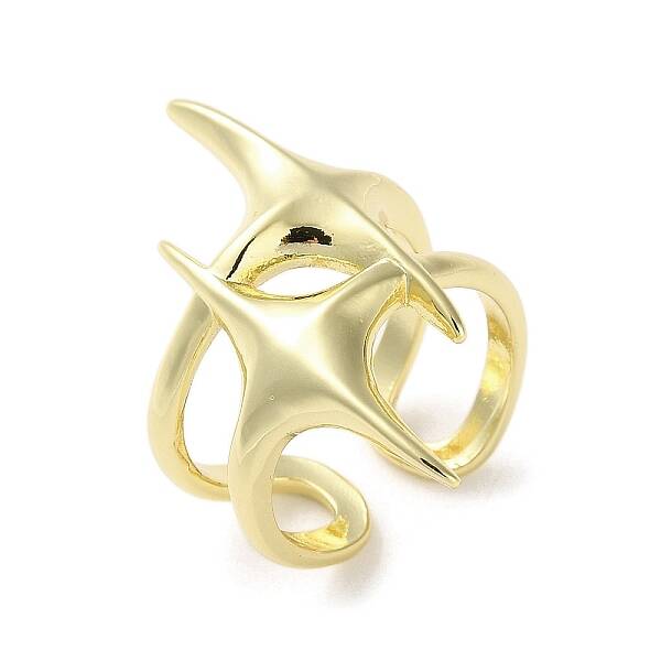 Brass Star Open Cuff Ring for Women