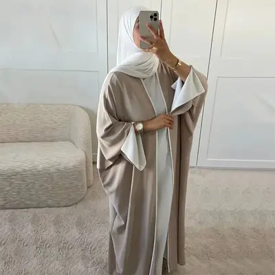 Modest Open Abaya Kimono Kaftan Dubai Islam Muslim Dress Abayas Caftan Marocain Qatar Oman Turkey Clothing For Women Robe Fem...