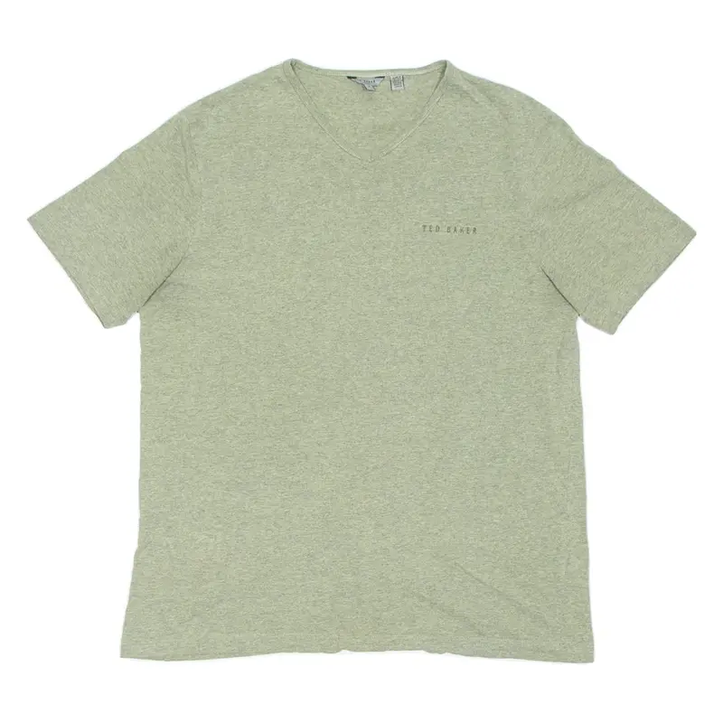 TED BAKER Mens T-Shirt Green V-Neck M
