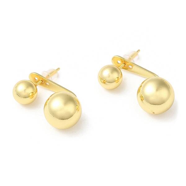 Rack Plating Brass Round Ball Front Back Stud Earrings
