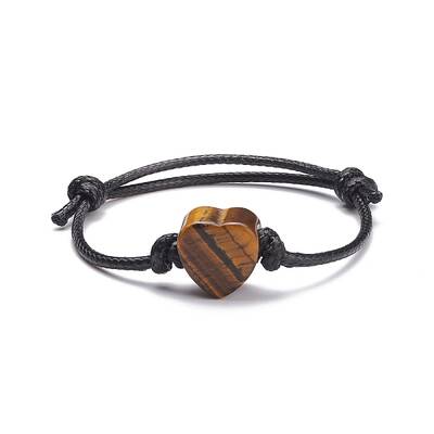 Natural Tiger Eye Heart Braided Cord Bracelet