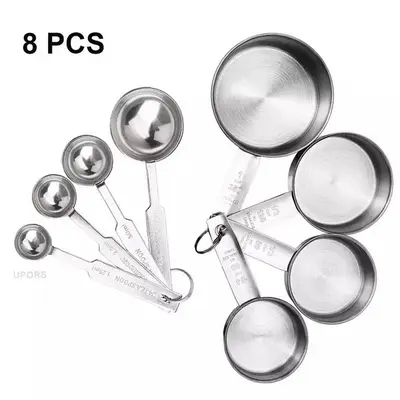 Stainless Steel Measuring Cup And Spoon Set, Luxurious Stackable Measuring Spoons, Household Tools, Kitchen Accessories | qua...