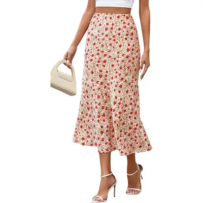 Satin Skirts for Women 2025 Fall High Waisted A-Line Leopard Print Wedding Long Silk Summer Midi Skirt