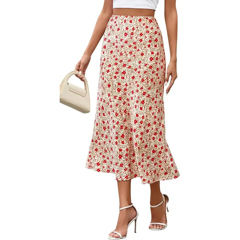 Satin Skirts for Women 2025 Fall High Waisted A-Line Leopard Print  Wedding Long Silk Summer Midi Skirt