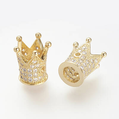 Brass Micro Pave Cubic Zirconia Beads