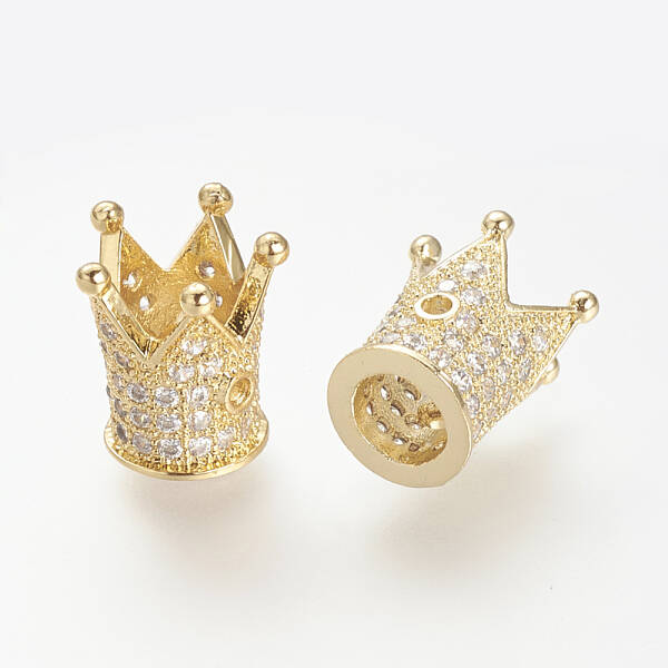 Brass Micro Pave Cubic Zirconia Beads