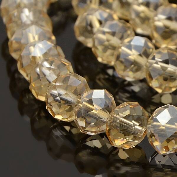 Pearl Luster Plated Faceted Rondelle Electroplate Glass Beads Strands