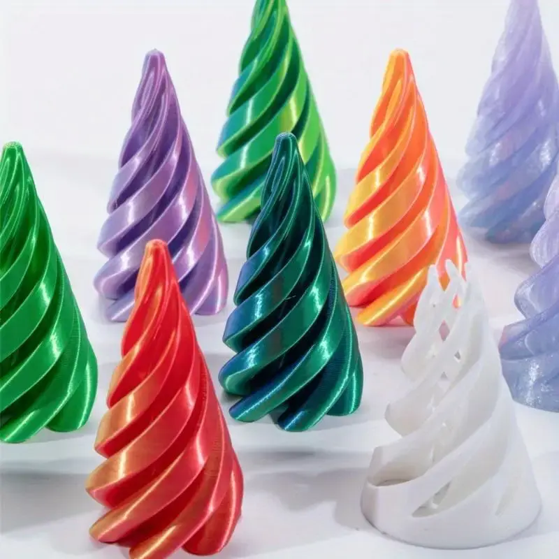 3D Printed Spiral Cone Shape Ornament, 2 Counts/set Creative Desktop Decoration, Festive Decorations for Home Party & Festiva...