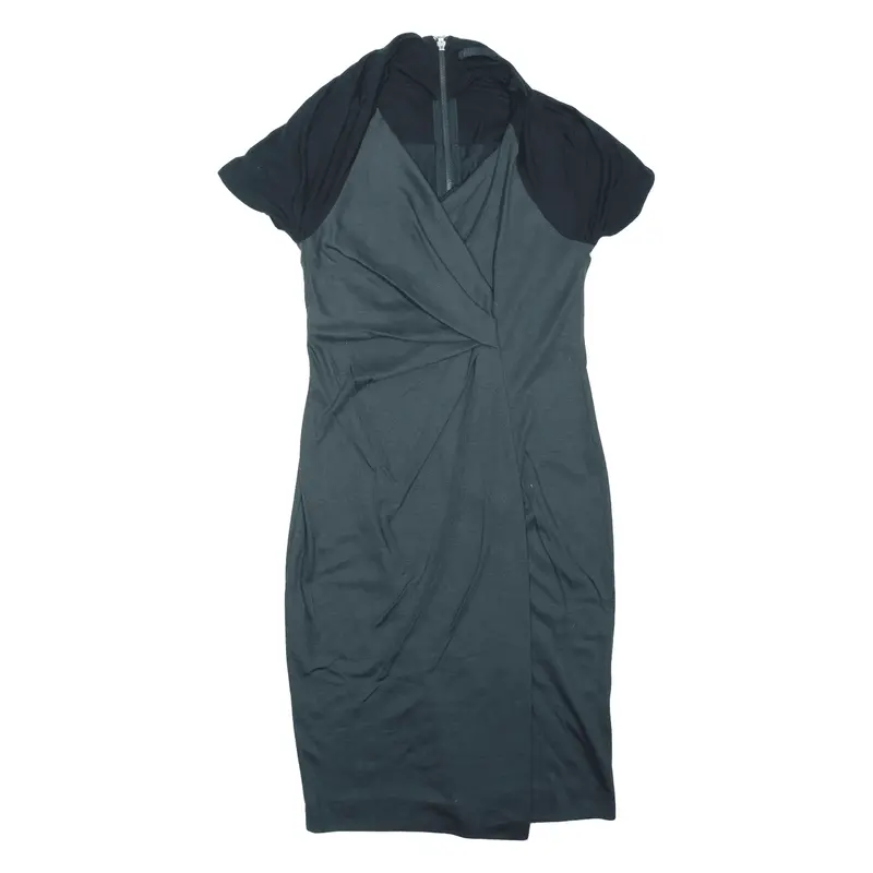 PINKO Pencil Dress Green Wool Short Sleeve Knee Length Womens UK 6