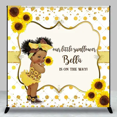 Aperturee Gold Glitter Sunflower Custom Baby Shower Backdrop | Custom Baby Shower Backdrop | Baby Shower Custom Banner | Baby...