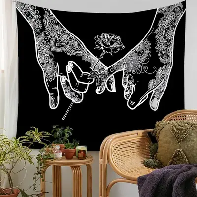 Hand & Rose Print Tapestry, 1 Count Modern Aesthetic Wall Hanging Tapestry for Living Room Bedroom Dorm Room Home Decor, Birt...