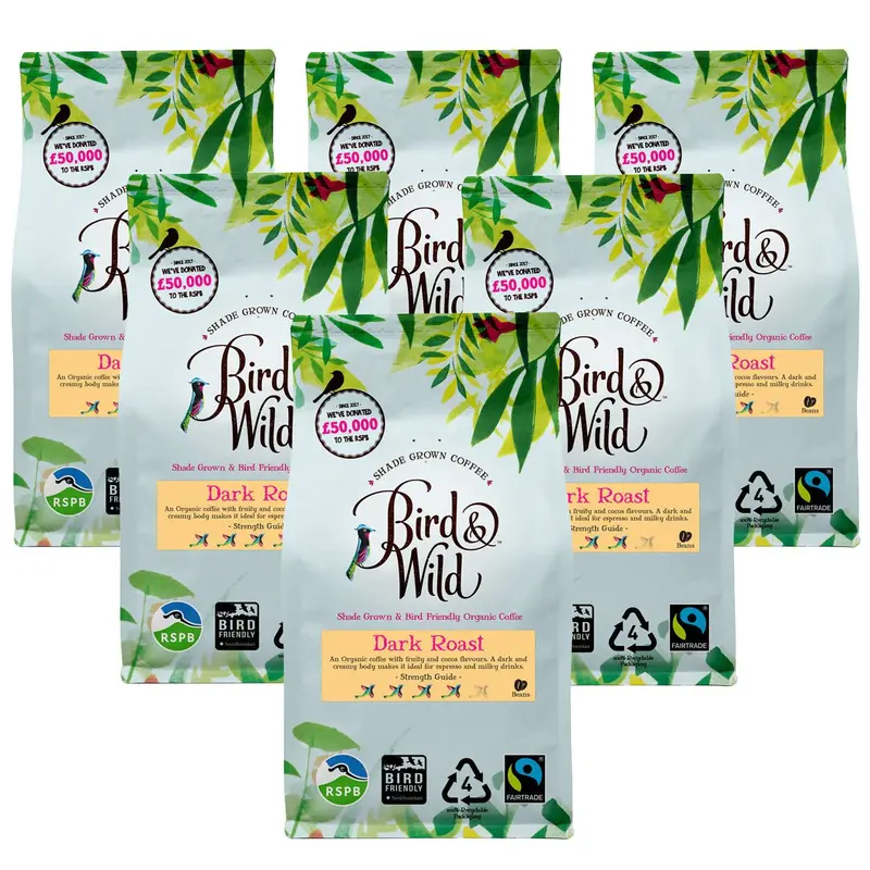 Dark Roast Espresso Fairtrade Organic Coffee Beans and Ground - 200g, 500g, 1kg | Size: 6x 200g Case | Grind: Ground