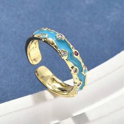 Brass Micro Pave Cubic Zirconia Cuff Rings for Women