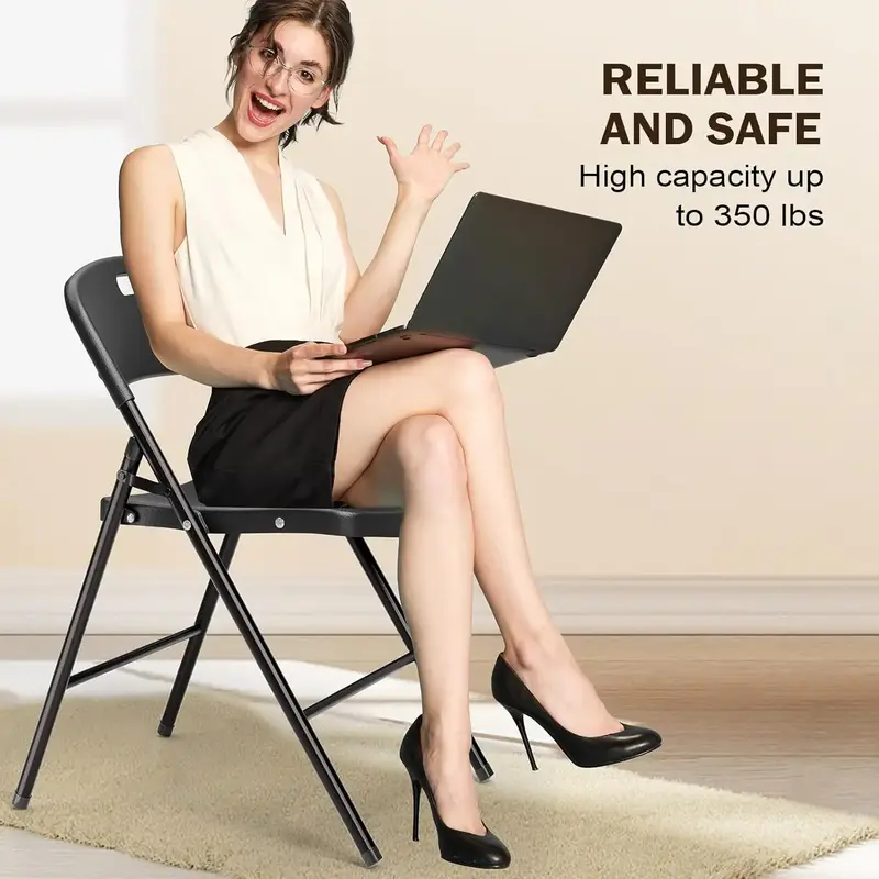 VINGLI Folding Chairs, Plastic Foldable Chair, Capacity up to 350 lbs, Portable Seating for Indoor Outdoor Events Parties Cam...