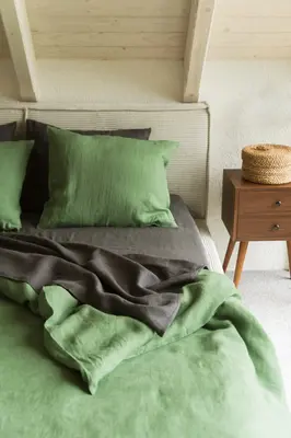 Linen pillowcase in Matcha Green | Size: Deco
